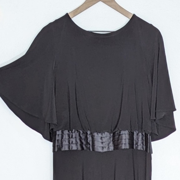 NWT Adrianna Papell Romper Black Wide Flutter Sleeve Elastic Belt Detail Size 14 - Picture 2 of 12